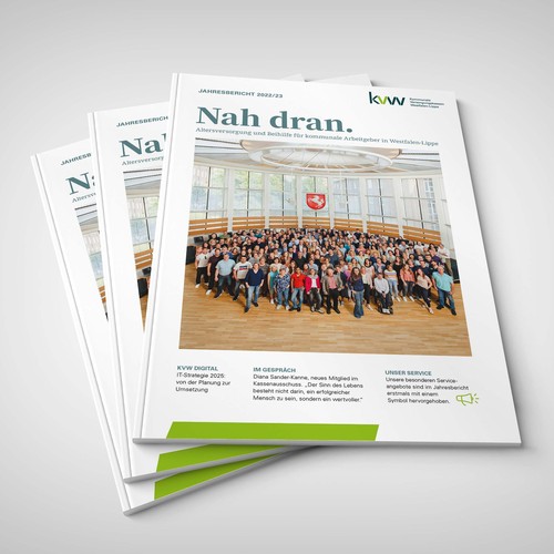 Titelbild kvw-Jahresbericht 2023. Gruppenfoto der kvw-Belegschaft