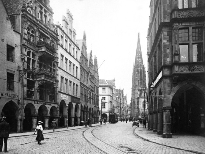 Münster-Altstadt Prinzipalmarkt mit St. Lamberti-Kirche in 1922